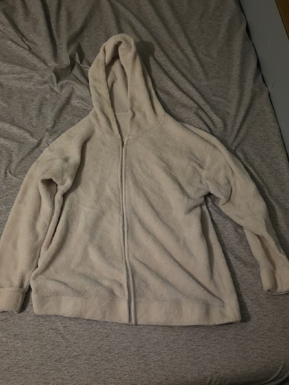 Womens Cozy Hooded Zip Jacket - Cream